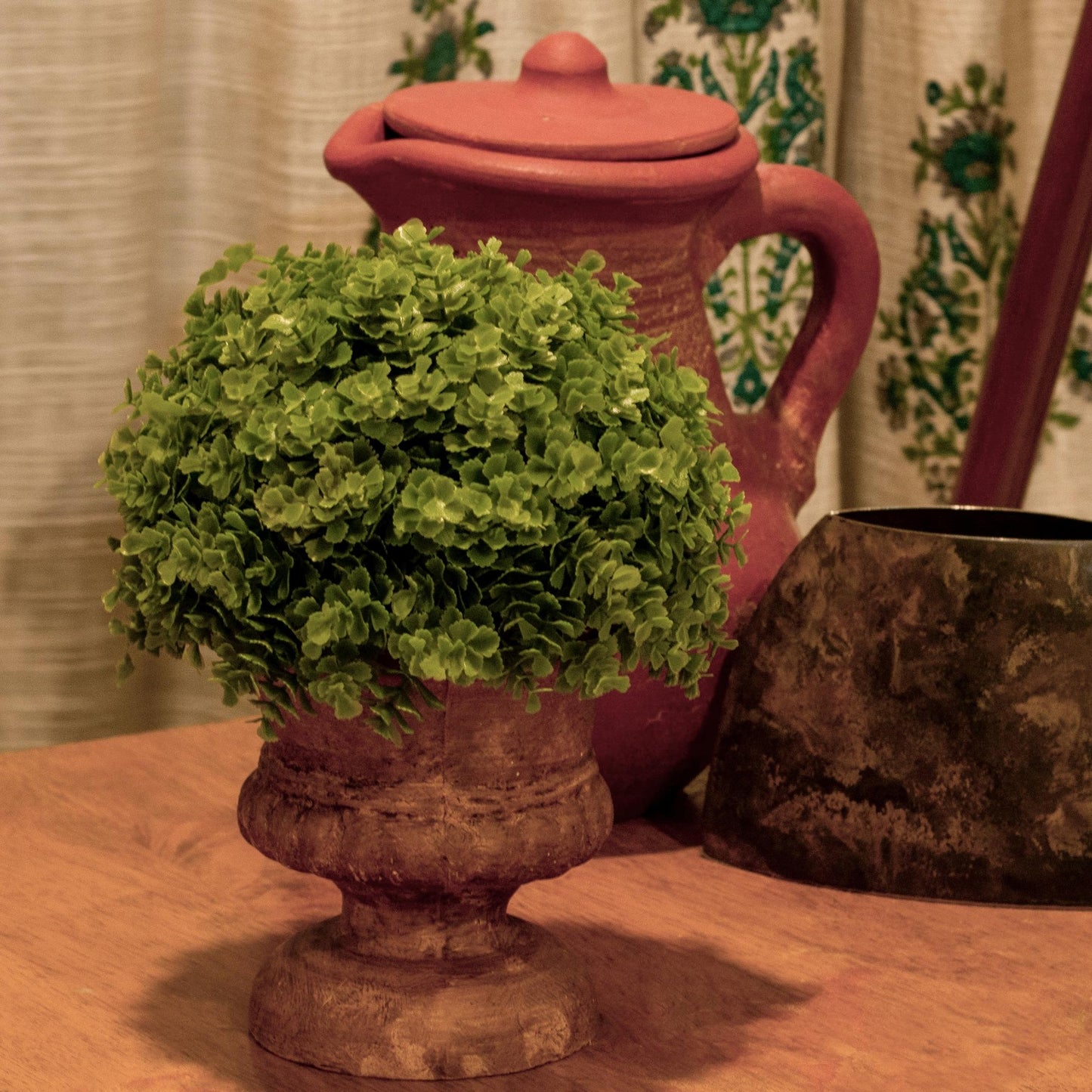 Artificial Shrub With Wooden Textured Pot